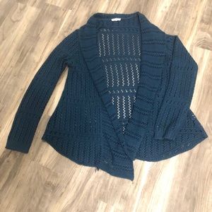 Navy Crochet Cardigan